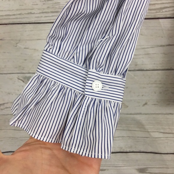 Nordstrom Signature striped ruffle button down top - Picture 5 of 8